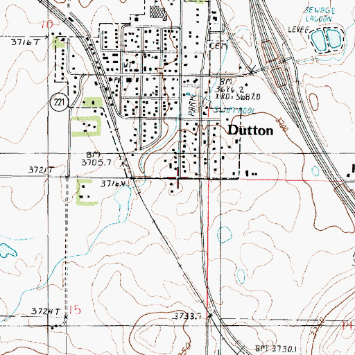 Topographic Map of Dutton, MT