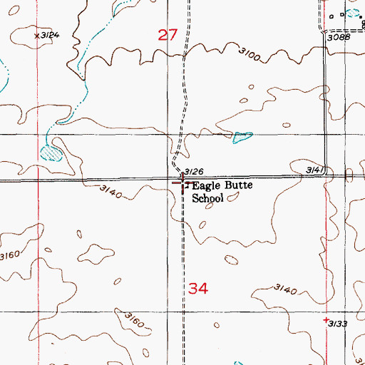 Topographic Map of Eagle Butte School (historical), MT