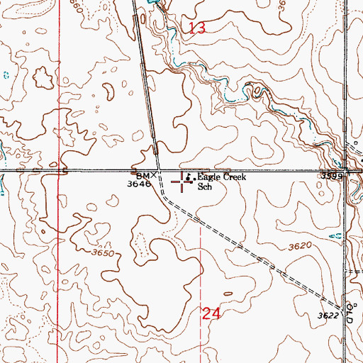 Topographic Map of Eagle Creek School (historical), MT