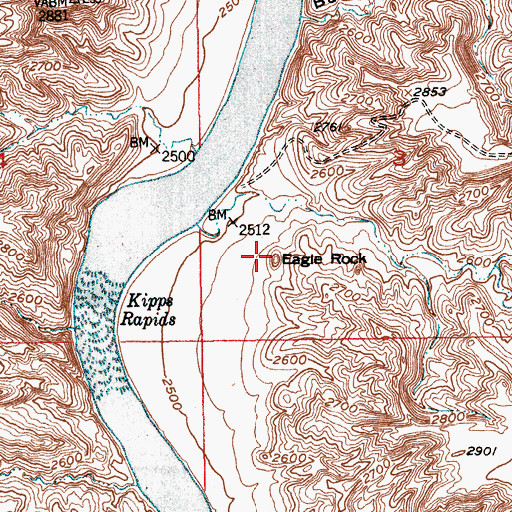Topographic Map of Eagle Rock, MT
