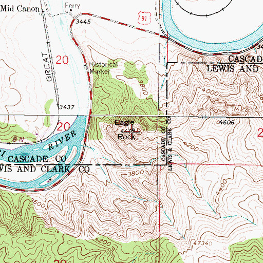 Topographic Map of Eagle Rock, MT