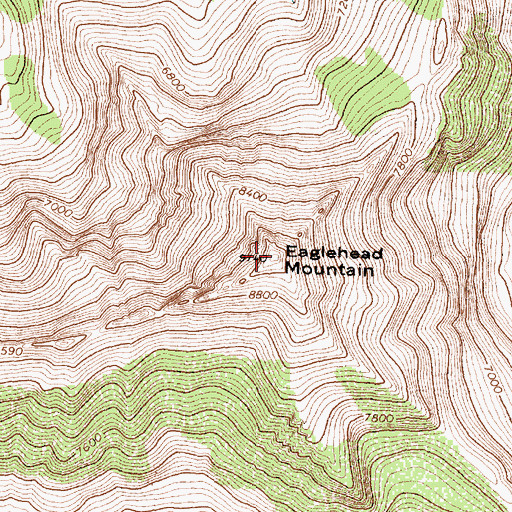 Topographic Map of Eaglehead Mountain, MT