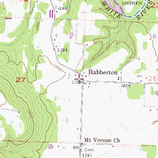 Topographic Map of Habberton, AR