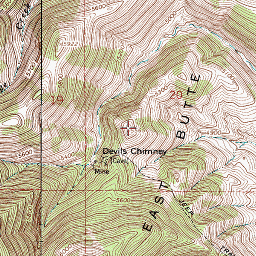 Topographic Map of East Butte, MT