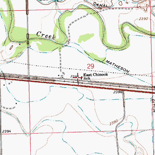 Topographic Map of East Chinook School (historical), MT