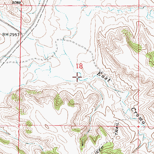 Topographic Map of East Cromo Creek, MT