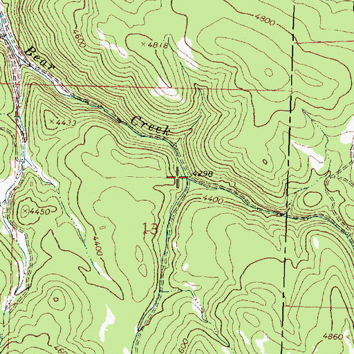 Topographic Map of East Fork Bear Creek, MT