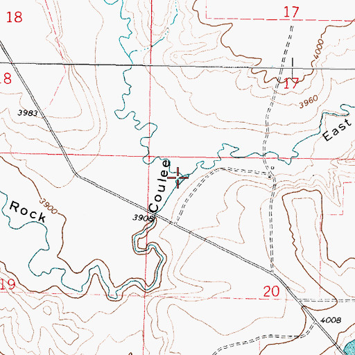 Topographic Map of East Fork Big Rock Coulee, MT