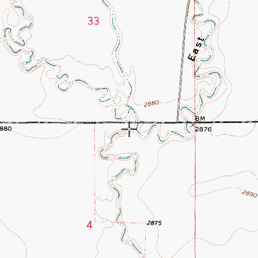 Topographic Map of East Fork Black Coulee, MT