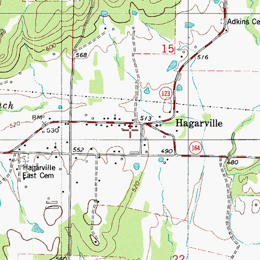 Topographic Map of Hagarville, AR