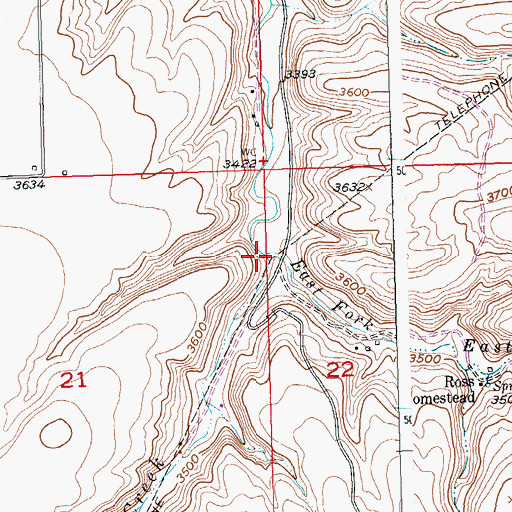 Topographic Map of East Fork Duck Creek, MT