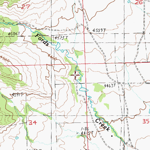 Topographic Map of East Fork Fords Creek, MT
