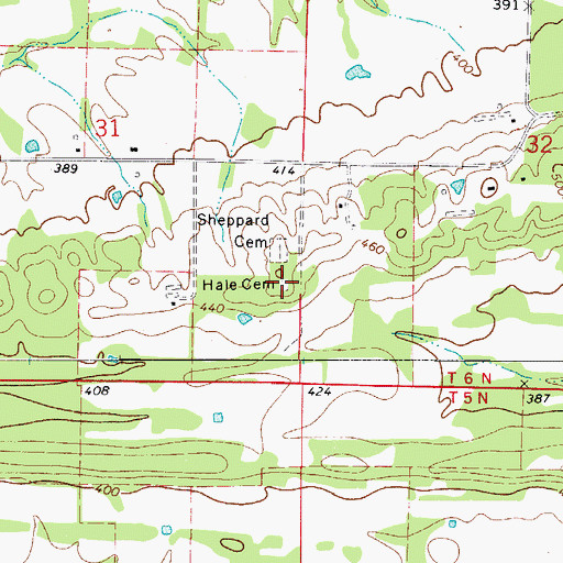 Topographic Map of Hale Cemetery, AR