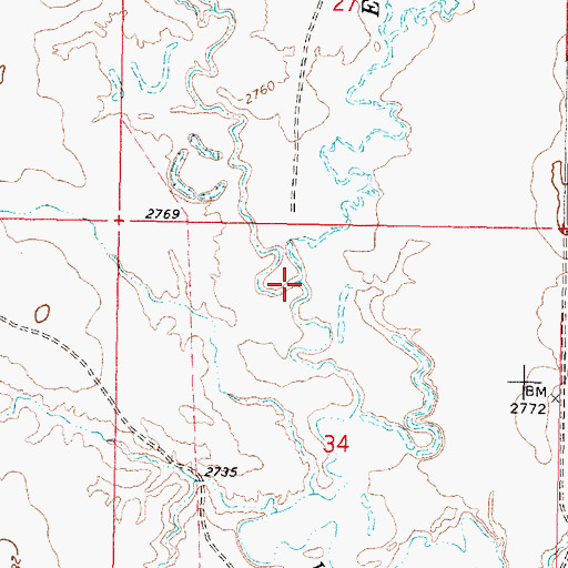 Topographic Map of East Fork Little Porcupine Creek, MT