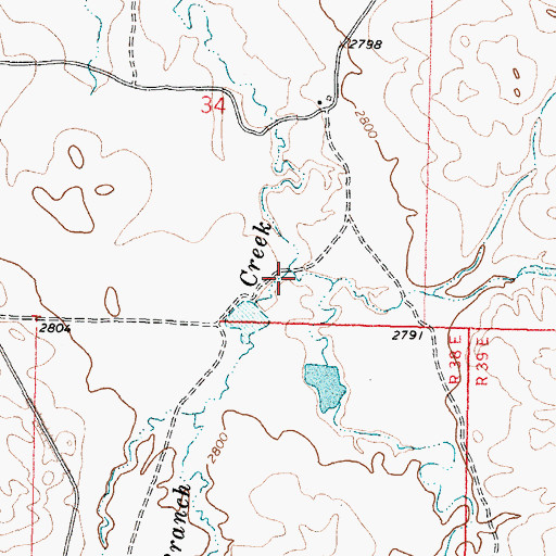 Topographic Map of East Fork Long Branch Creek, MT