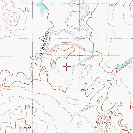 Topographic Map of East Fork O'Fallon Creek, MT
