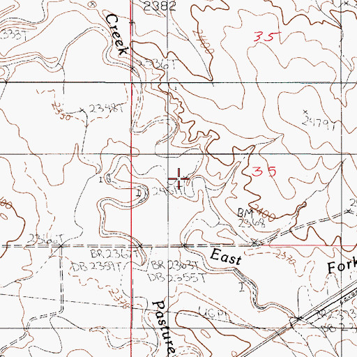 Topographic Map of East Fork Pasture Creek, MT
