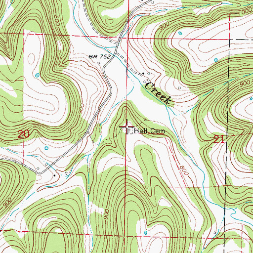 Topographic Map of Hall Cemetery, AR