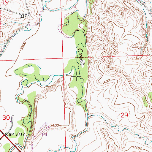 Topographic Map of East Fork Pryor Creek, MT