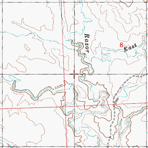 Topographic Map of East Fork Razor Creek, MT