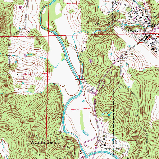 Topographic Map of Hall Creek, AR