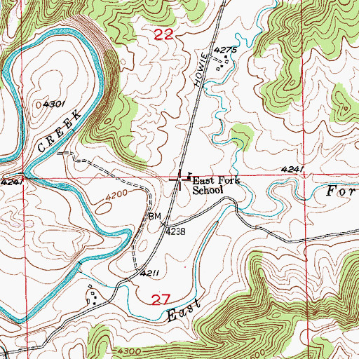Topographic Map of East Fork School (historical), MT