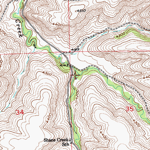 Topographic Map of East Fork Shane Creek, MT