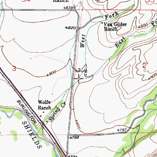 Topographic Map of East Fork Spring Creek, MT