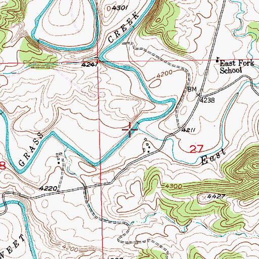 Topographic Map of East Fork Sweet Grass Creek, MT