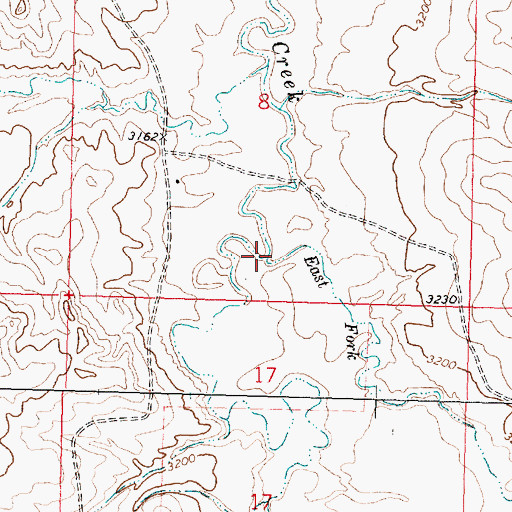 Topographic Map of East Fork Tullock Creek, MT