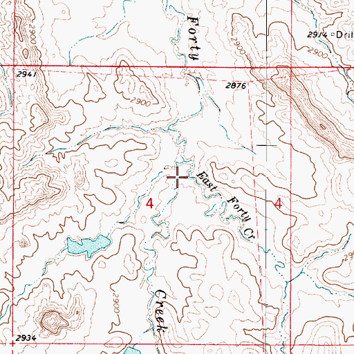 Topographic Map of East Forty Creek, MT