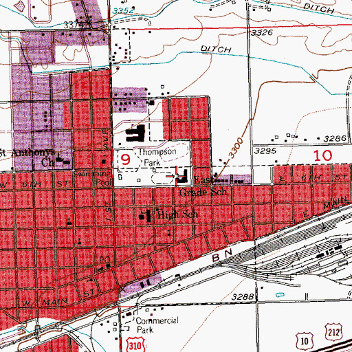 Topographic Map of Fred W Graff Elementary School, MT