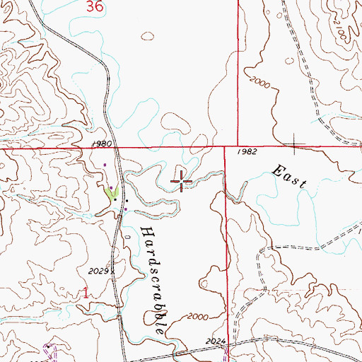 Topographic Map of East Hardscrabble Creek, MT