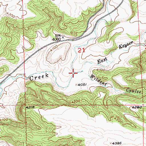 Topographic Map of East Keyser Creek, MT