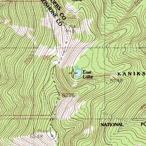 Topographic Map of East Lake, MT