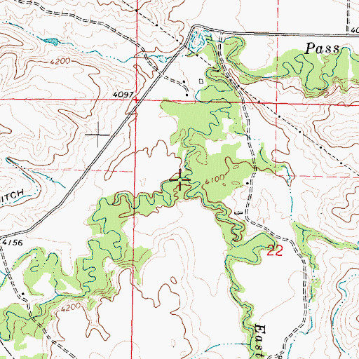 Topographic Map of East Pass Creek, MT