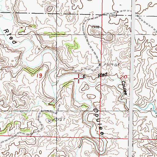 Topographic Map of East Ried Coulee, MT