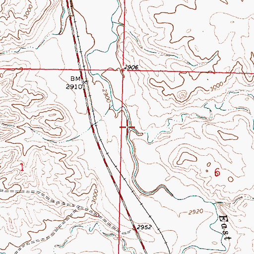 Topographic Map of East Sevenmile Creek, MT
