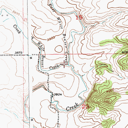 Topographic Map of East White Beaver Creek, MT