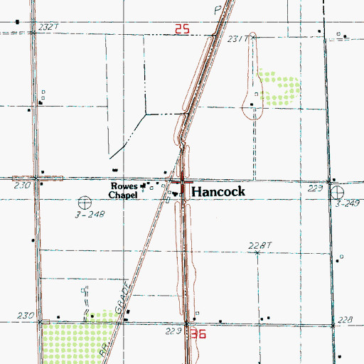 Topographic Map of Hancock, AR