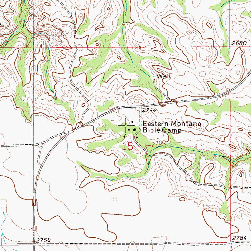 Topographic Map of Eastern Montana Bible Camp, MT