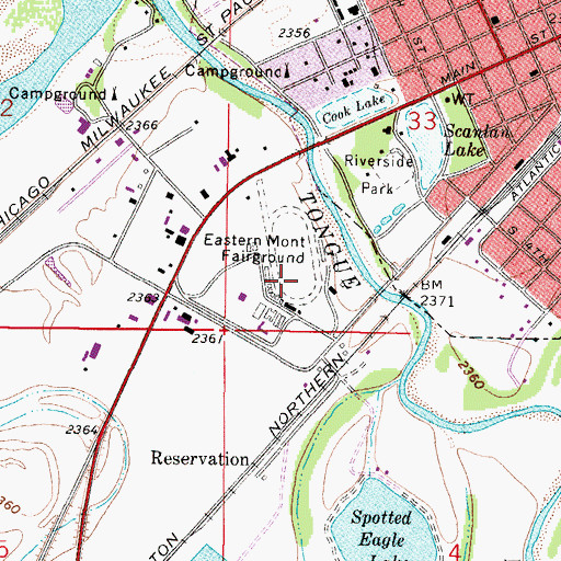 Topographic Map of Eastern Montana Fairground, MT