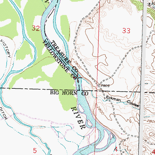Topographic Map of Eckman Coulee, MT