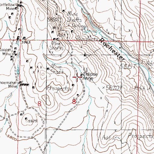 Topographic Map of Eclipse Mine, MT