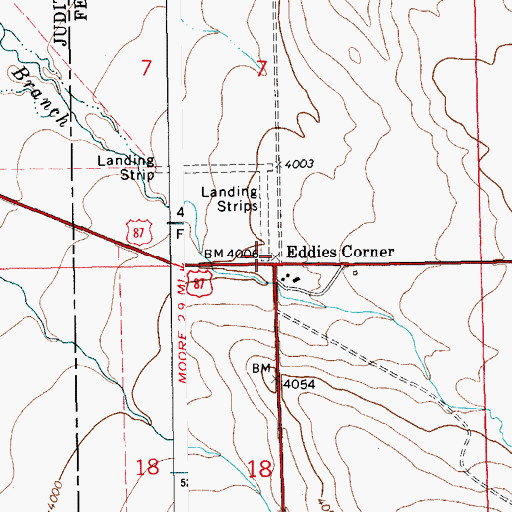 Topographic Map of Eddies Corner, MT