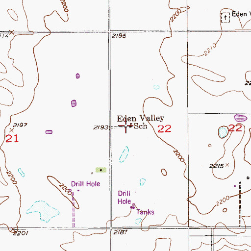 Topographic Map of Eden Valley, MT