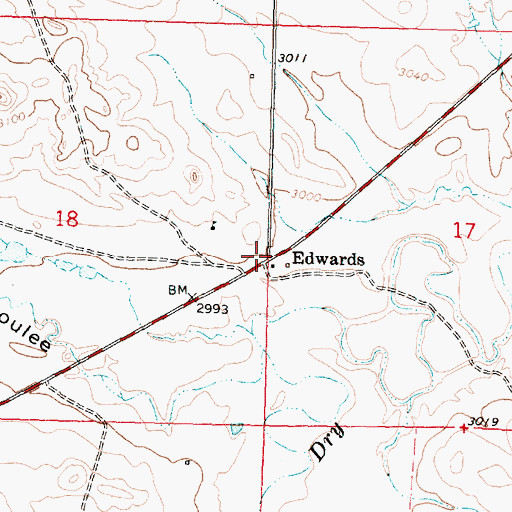 Topographic Map of Edwards, MT