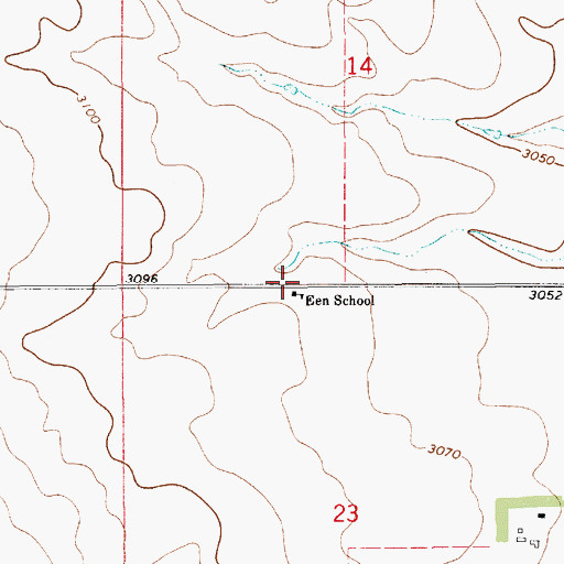 Topographic Map of Een School (historical), MT