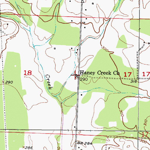 Topographic Map of Haney Creek Baptist Church, AR