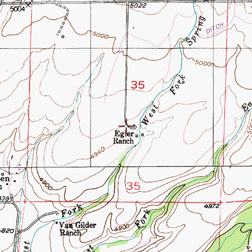 Topographic Map of Egler Ranch, MT